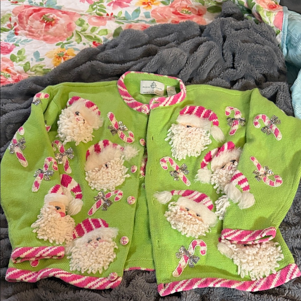 Green Santa Embellished Women's Jacket